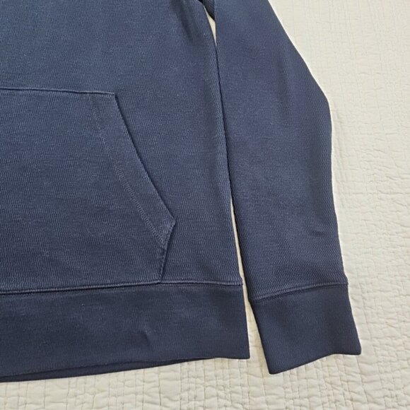 Banana Republic Cowl Neck Pull Over Men's M Navy Blue Drawstring Kangaroo Pocket - Picture 2 of 13